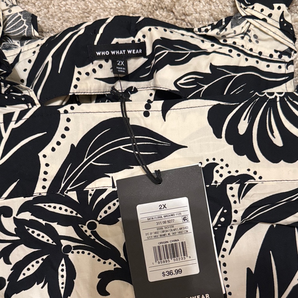 Who What Wear Floral Backless Dress in Black and Cream - Picture 2 of 5